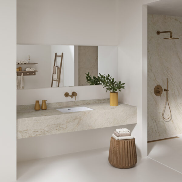 Neolith taj mahal bathroom